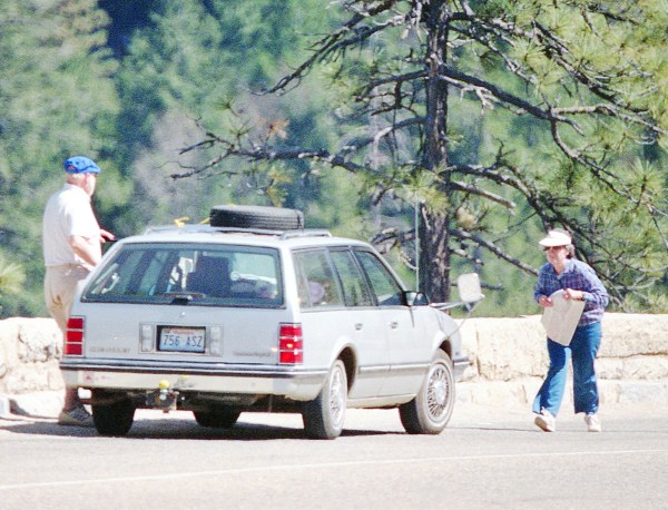 Elderly Tourists at Yosemite Valley Road Turn Off