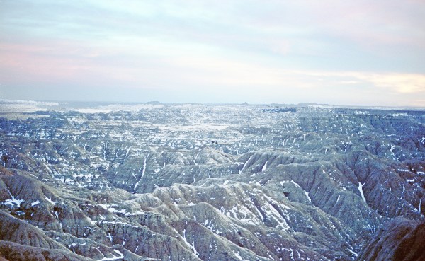 Traces of Snow in the Badlands